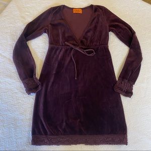 Juicy Couture | Maroon Velour Long Sleeve Dress